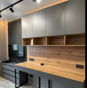 Стол и ТВ тумба в цвете графит+дуб вотан